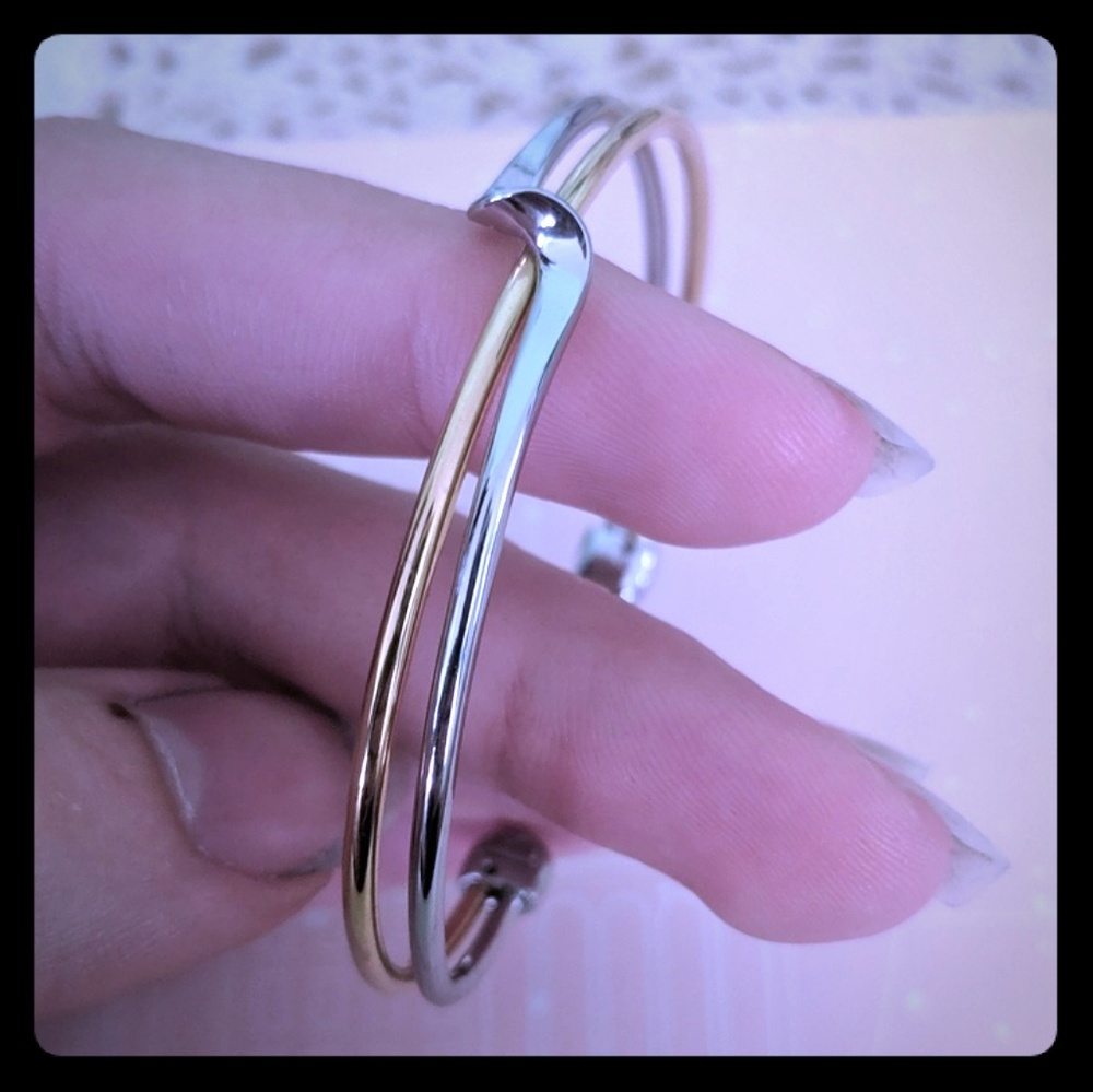 Lia Sophia silver and gold bangle cuff